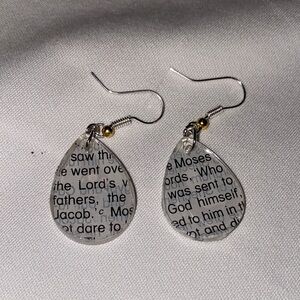Clear Teardrop Earrings with scripture from the book of Acts